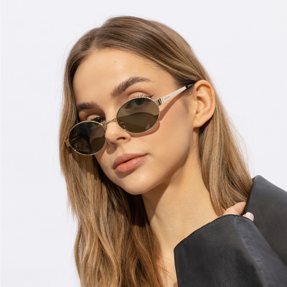 NEW SAINT LAURENT SL692 003 ROUND GREEN GOLD WOMEN SUNGLASSES SAINT LAURENT - Picture 1 of 14